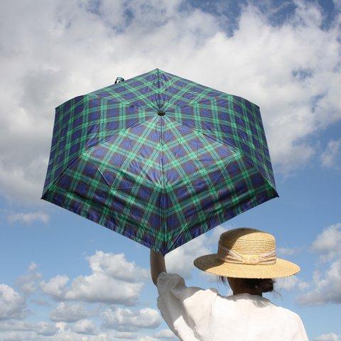 UVカット折りたたみ傘 ブラックウォッチ blackwatch 紫外線99.9%カット 163411 晴雨兼用 竹ハンドル 日傘 雨傘