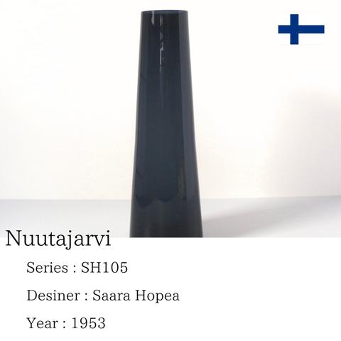 【北欧 フィンランド ヴィンテージ】Nuutajarvi（ヌータヤルヴィ） SH105 flower vase blue-gray