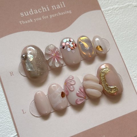 【現品1点限り】nail cip🤍ぷっくりフラワー　結婚式　成人式　ピンク