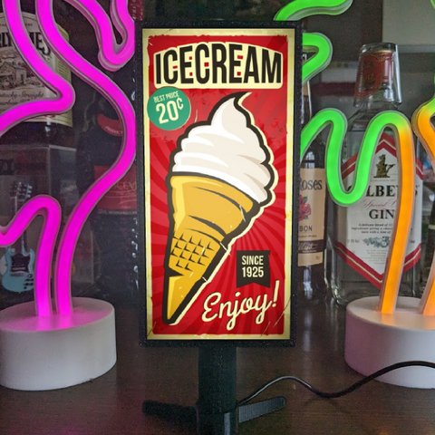 ソフトクリーム アイスクリーム お菓子 スイーツ アメリカンレトロ ミニチュア ランプ 看板 置物 雑貨 ライトスタンド 電飾看板 電光看板