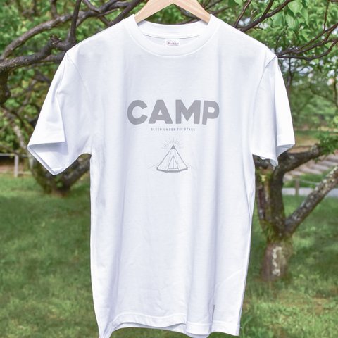 CAMP Tシャツ（メンズM／ホワイト✕グレー）