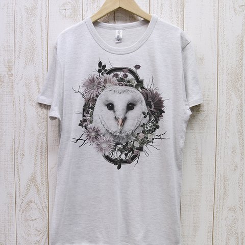 ronronBARNOWL Tee（ヘザーホワイト） / R026-TT-HWH