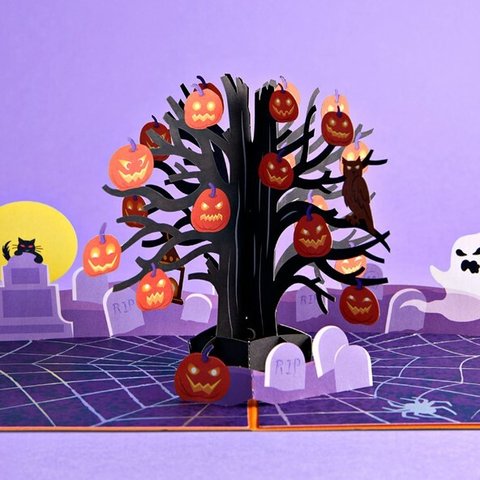 ポップアップグリーティングカード　Spooky Tree