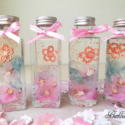 ハーバリウム　『桜 さくら』100ml ボトル　ピンク モチーフ