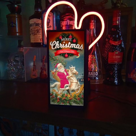 メリークリスマス クリスマス サンタクロース ツリー リース レトロ サイン ランプ オブジェ 看板 置物 雑貨 ライトBOX