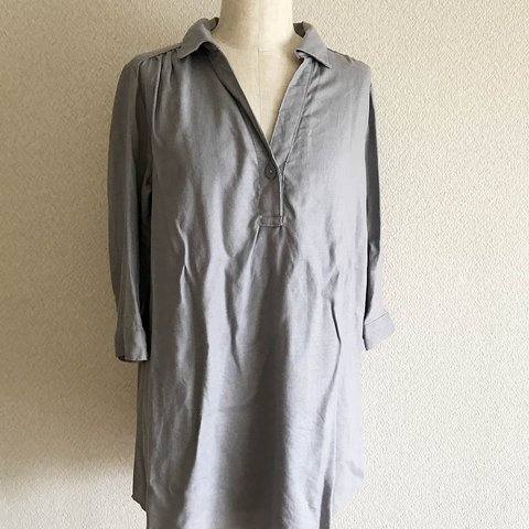 【sale】シャツチュニック 〔グレー〕