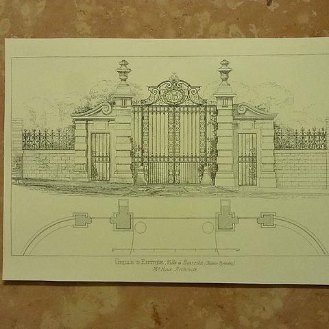 パリ  個人邸のエントランスの鉄扉のプレゼンの図面です。 A3 サイズ  F-85