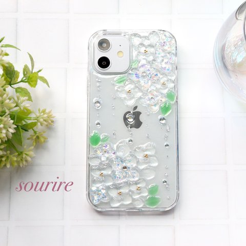 オーロラクリア紫陽花͛.*🍃💠 𓂃𓈒スマホケースiPhoneケースiPhone14 SE Android Galaxy Xperia クリア 全機種