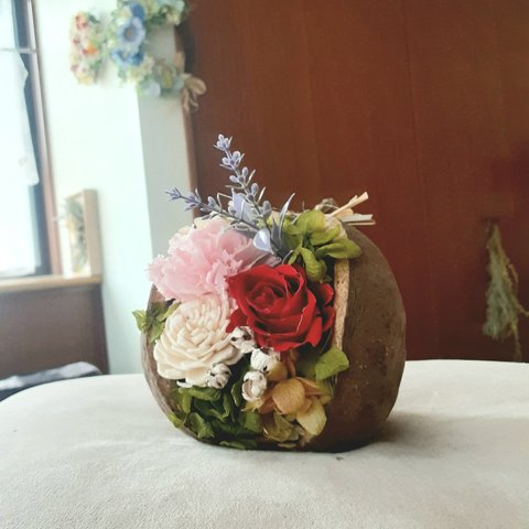 母の日💐ブッダナッツのアレンジ (約15×10cm)母の日プレゼント　送別会　玄関リース　結婚祝い　新築祝い　誕生祝い