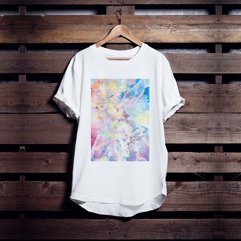 パステルアートTシャツ「かくかくしかじか」