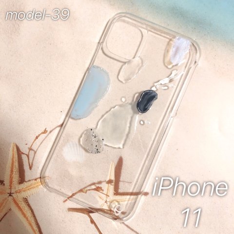 【"O"case.】ニュアンス　iPhoneケース m-39【11専用】夏　クリア　ペイント