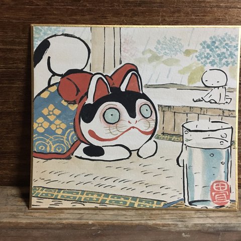 絵「雨降りの日のおうち犬」