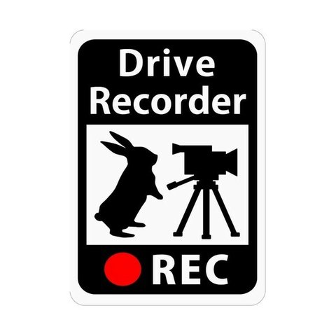 ドライブレコーダー搭載ステッカー 「うさぎとビデオカメラ」 (再剥離ステッカー) s21r