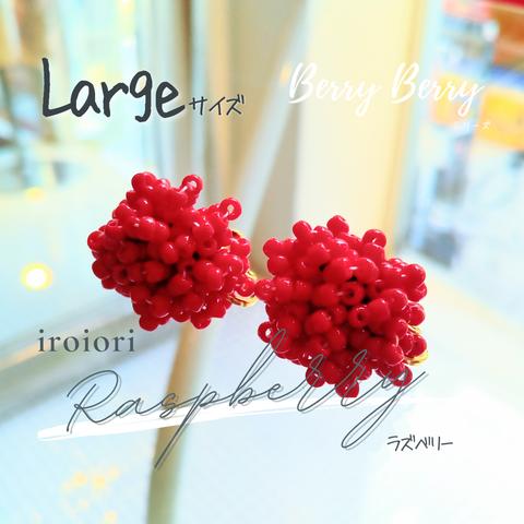 ～ Raspberry ～ ラズベリー【 Largeサイズ 】〈 Berry Berry ! シリーズ 〉 ビーズ イヤリング ピアス サージカルステンレス