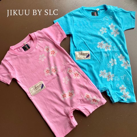 【JIKUU BY SLC】京友禅/手染め/コットン半袖ベビーロンパース『桜』/パステルカラー