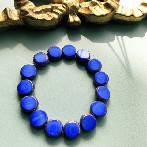 【6コセット】JIRI＊IVANA#czech beads#チェコビーズlentil10㍉　cobalt blue/ bronze