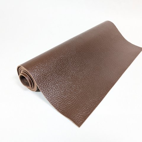 牛革　ツヤありダーク栗色ブラウン　シュリンク加工　100cm×30cm（30デシ)