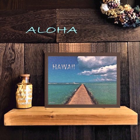 【送料無料】南国の風景☆HAWAII  No.581　                   フレーム付    A4サイズ