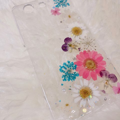 【全機種対応】押し花スマホカバー♡ハードケース♡iPhone Xperia GALAXY らくらくフォンなど全て対応できます。