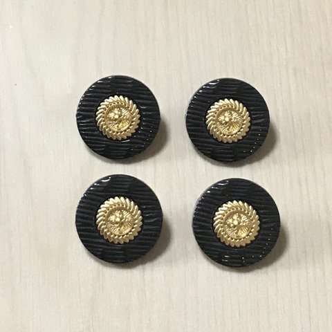 ●15㎜● ANTIQUE BLACK GOLD BUTTON CABOCHONS PARTS