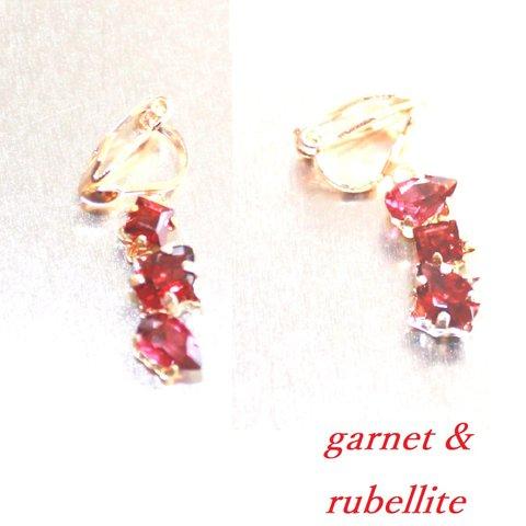 garnet & rubellite (pink tourmaline) earrings 