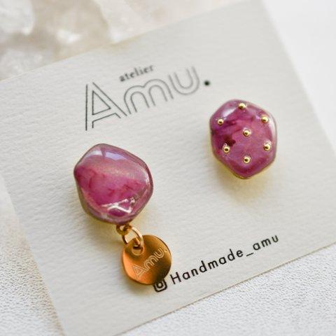 【ピアス/イヤリング】Pebble〈小石〉Misty Pink