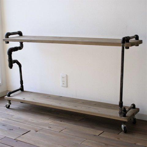 【現品限り】vintage iron shelf 695*1200*300　アイアン 棚 ラック シェルフ テレビ台 ウッド アジアン パイプ 和風 家具 鉄 木 収納棚 シャビー インダストリアル