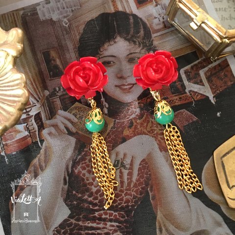 earringNo.99 薔薇の香り.Ⅹ(イヤリングのみ)