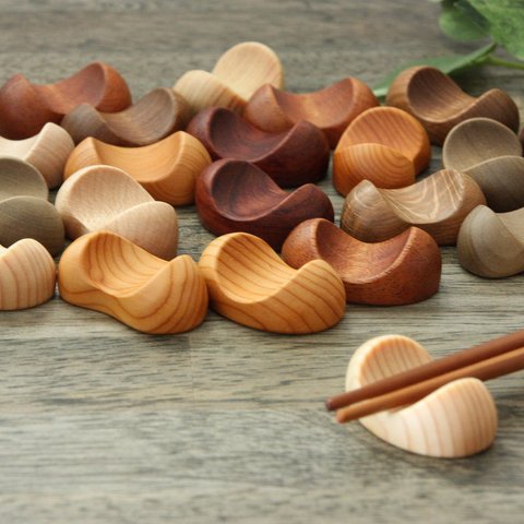 木の箸置き 『6個セット』豆形 ミニサイズ 木の種類いろいろ