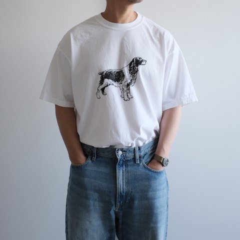 GW企画【〜5/6 送料無料❗️】ヴィンテージライク半袖Tシャツ / DOG / ホワイト