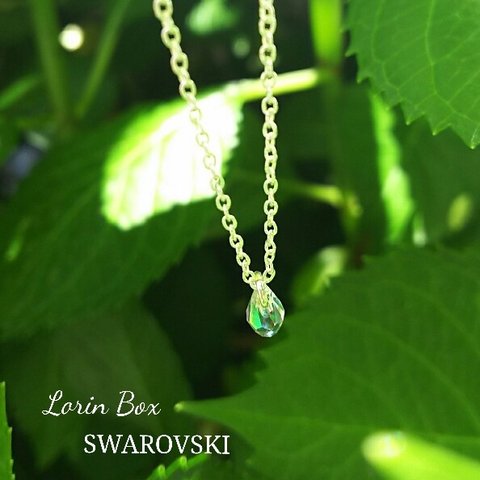 ブライダルネックレス♡お招ばれ・シルバー925ネックレス♡しずく虹色スワロフスキーSWAROVSKI