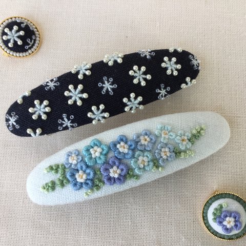 刺繍バレッタ9×2.5　2点