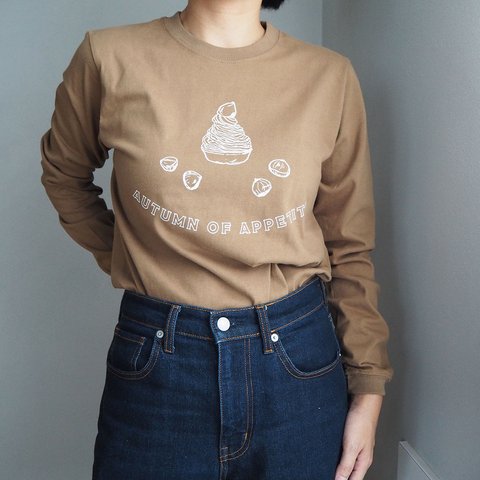 〇〇の秋　長袖ｔシャツ　ダークキャメル