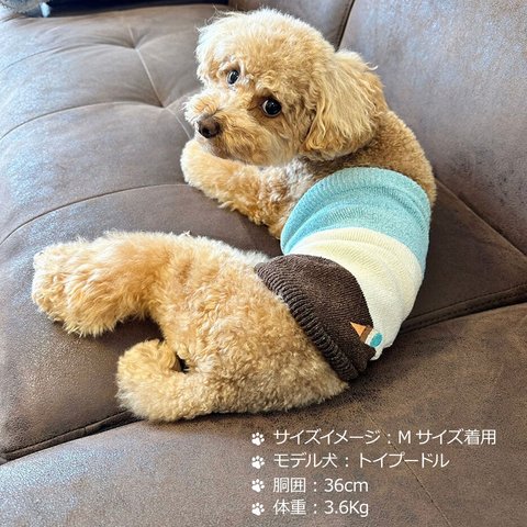 シルクメランジ ワンちゃん(超/小型犬)用 ロングタイプ 腹巻き ★アイスクリーム柄 刺繡つき S/Mサイズ