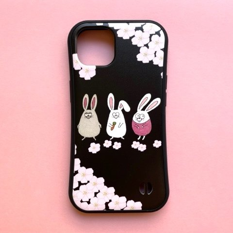 スマホケース　iPhoneケース　ウサギ　桜
