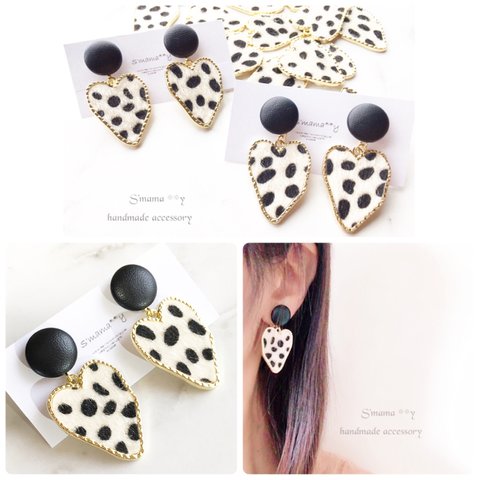 ♡Black×Dalmatian ピアス/イヤリング 