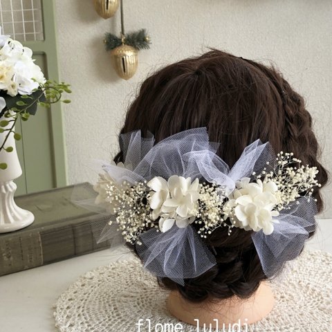結婚式成人式髪飾り　プリザーブドフラワー　