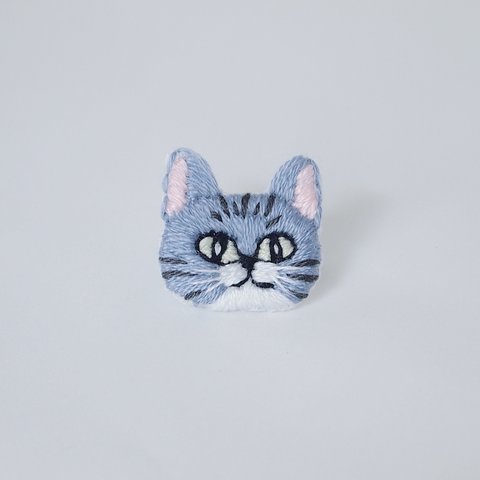 猫 手刺繍ステッカーシール