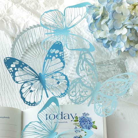 可愛い　カラフルな蝶々　デザインペーパー　素材紙 　pmlh