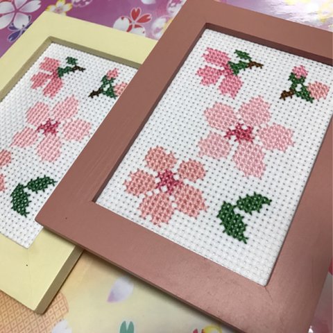 花 〜桜〜ver クロスステッチ完成品