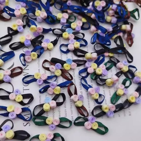 50個  花 リボン ミックス  モチーフ  ハンドメイド 手芸 素材