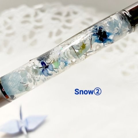 【送料込み】Snow ②  ハーバリウムボールペン No.1