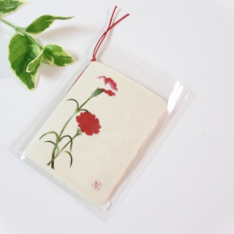 母の日★カーネーションA〜手漉き和紙グリーティングカード