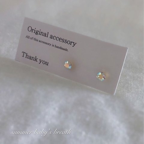 再販6♡極小♡4mm✴︎スワロフスキー ピアス・イヤリング✴︎クリスタルAB