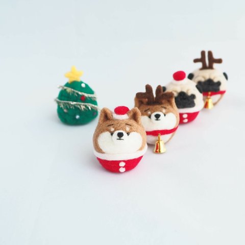 【受注製作】クリスマスシリーズ単品(ツリー、サンタ、トナカイ)　羊毛フェルト