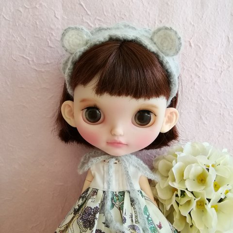 ブライスアウトフィット 🍎051 くま耳カチューシャ(グレー)①＊blythe outfit