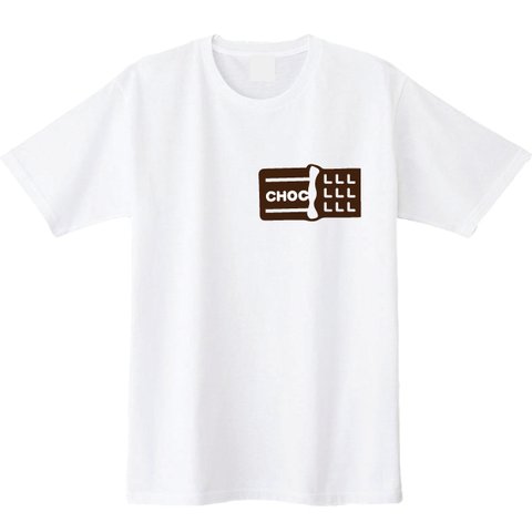 【送料無料】板チョコTシャツ ワンポイント 白Tシャツ 綿100％　各種サイズございます 綿100％　