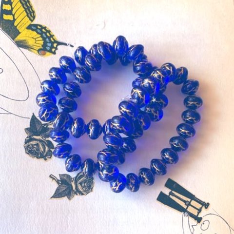 再入荷【10コセット】JIRI＊IVANA #czechbead#チェコビーズRose10✖️9㎜  cobalt721