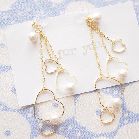 heart × cottonpearl ...　ピアス/樹脂ノンホールピアス（イヤリング） 