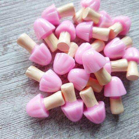 【10個】デコパーツ  きのこ  お菓子  チョコ ピンク